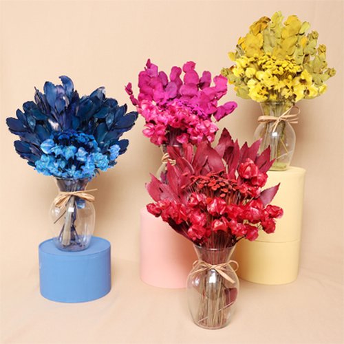 Vaso com Amistosas Flores Secas Pink